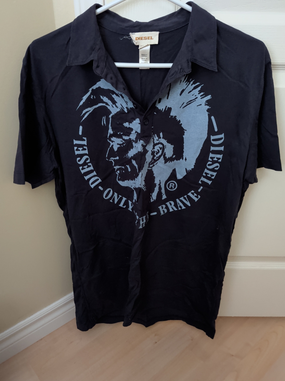 Vintage Diesel Only The Brave Graphic Polo Shirt Mens XL Y2K Archive Punk Street